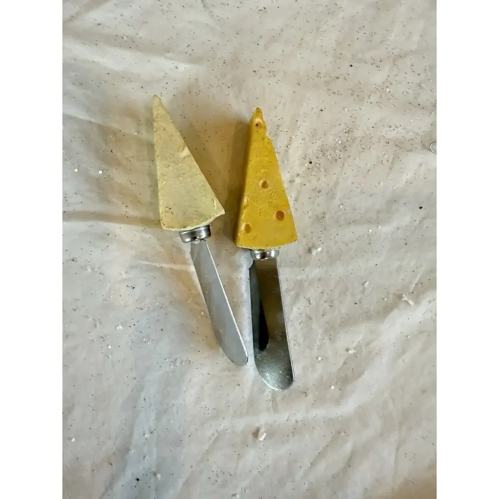 Lot 6 Vintage Novelty Cheese & Butter Stainless Steel‎ Blade Spreaders Ceramic